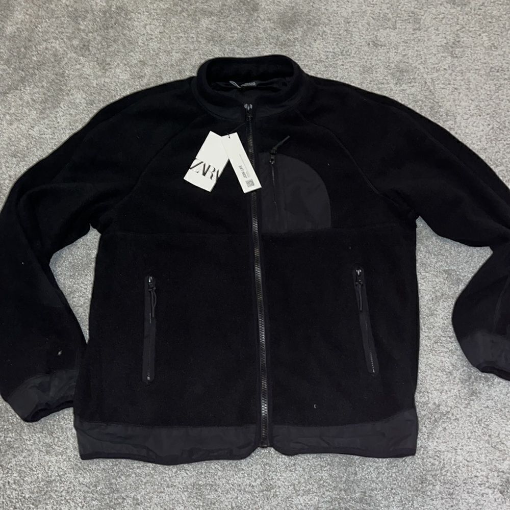 New Zara Black heavy fleece Denali style 3 pocket winter Coat Jacket XL men’s